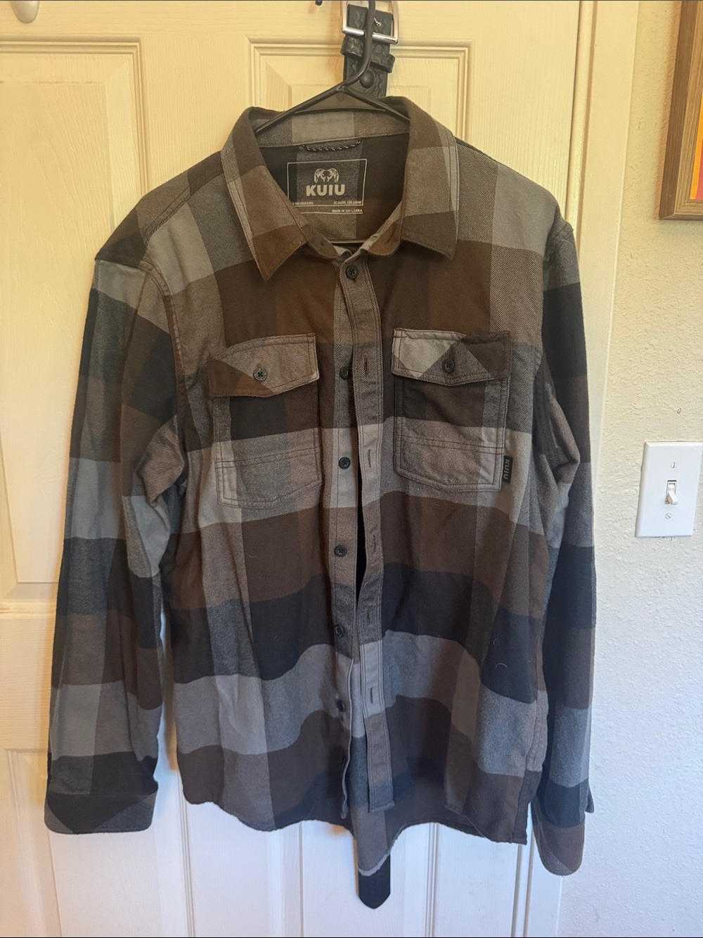KUIU Brown & Gray Plaid Flannel Shirt